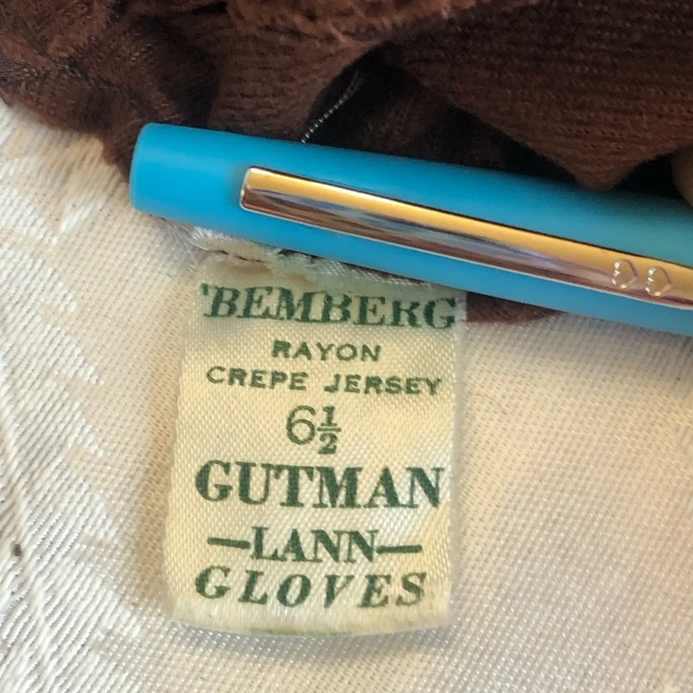 Vintage 1950s Bemberg Gloves by Gutman Lann Gloves Espresso Brown Size 6.5”